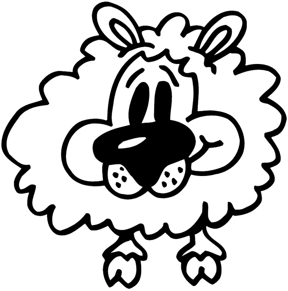 Fluffy sheep's head vinyl decal. Customize on line.  Animals Insects Fish 004-0988  